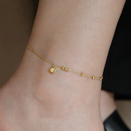 Elegant Golden Heart Drop Anklet