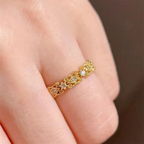 Gold Filigree Crystal Ring
