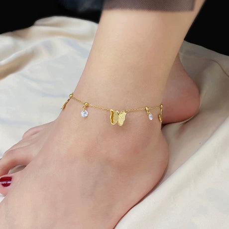 Dainty Gold Butterfly Anklet