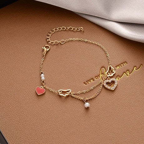 Korean Exquisite Heart Shiny Charm Bracelet