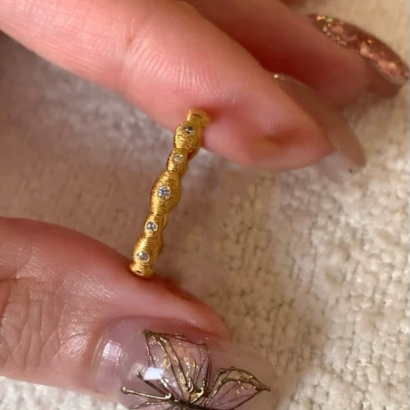 Dainty Gold Crystal Band Ring