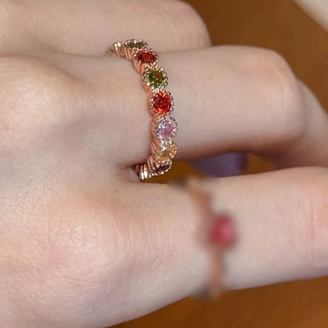 Multifaceted Rainbow Band Ring