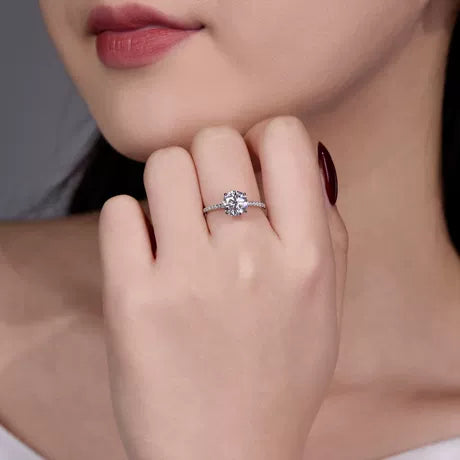 Classic Sparkling Silver Engagement Promise Ring