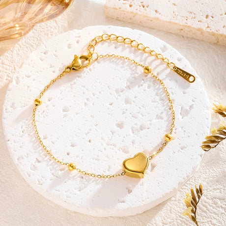 Dainty Gold Plated Single Heart Anklet for Women