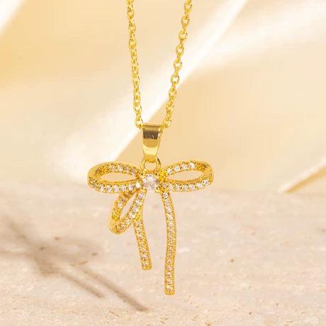 Bow Diamond Cut Necklace