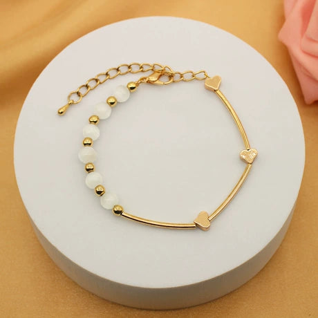 Cat's eye stone heart bracelet for women