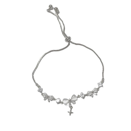 Silver Zircon Cat's Eye Flower  Bracelet