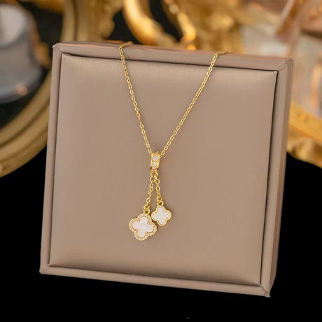 CLING Anti Tarnish White Clover Drop Necklace