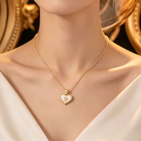 Stainless Steel Diamond Love Pendant Chain Necklace Heart Pendant Necklace