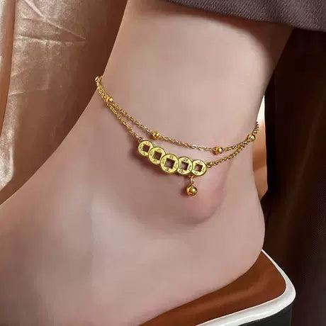 Luxury Double Layer Gold Anklet for Women
