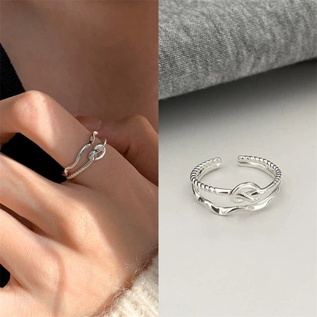 Silver Layered Knot Ring
