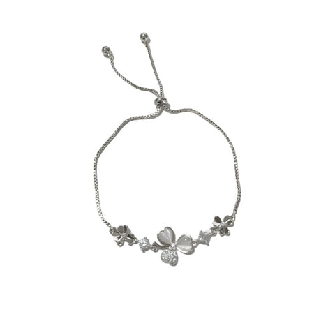 Silver Zircon Cat's Eye Flower  Bracelet
