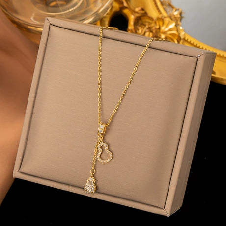 Elegant Korean Gourd Pendant Necklace