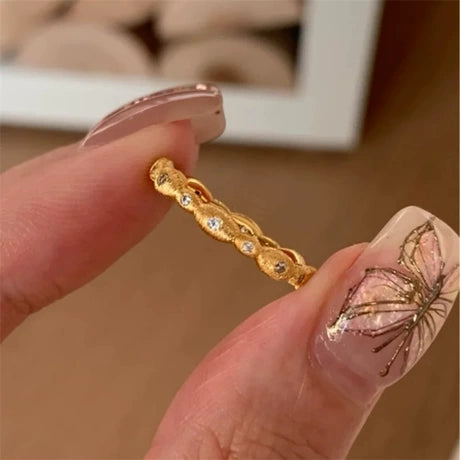 Dainty Gold Crystal Band Ring