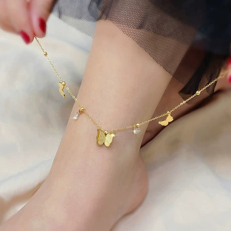 Dainty Gold Butterfly Anklet