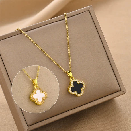 Double Side Clover Pendant Necklace