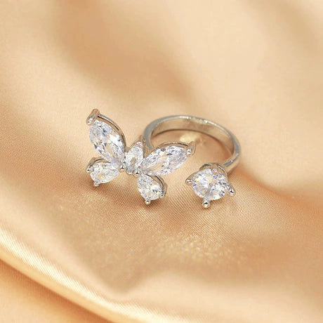 Silver Dual Butterfly Ring