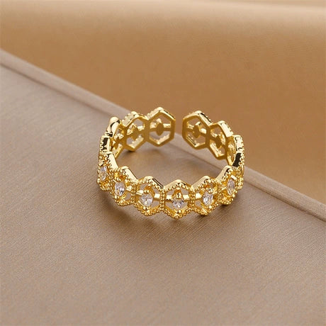 Gold Filigree Crystal Ring