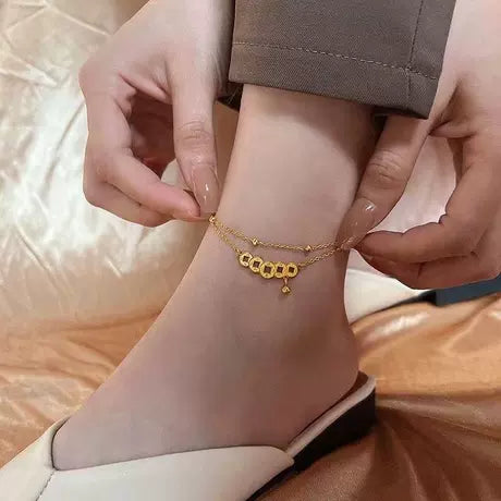Luxury Double Layer Gold Anklet for Women
