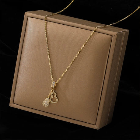 Elegant Korean Gourd Pendant Necklace